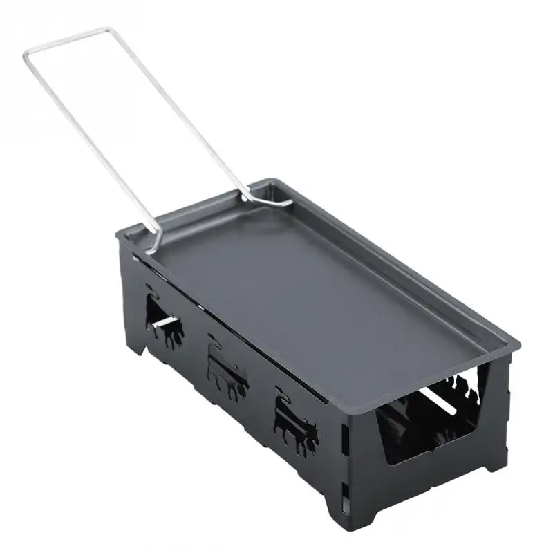 Metal Carbon Steel Mini Cheese Raclette Non-stick Coating Candles Heated Baking Tray Foldable Handle with Spatula Cook Set cheese baking tray