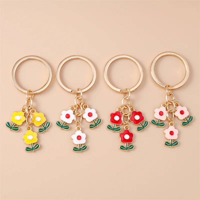 Mode Blume Schlüsselbund für Frauen Männer Auto Schlüssel Halter Handtasche Anhänger Schlüsselanhänger Zubehör DIY Schmuck Geschenke