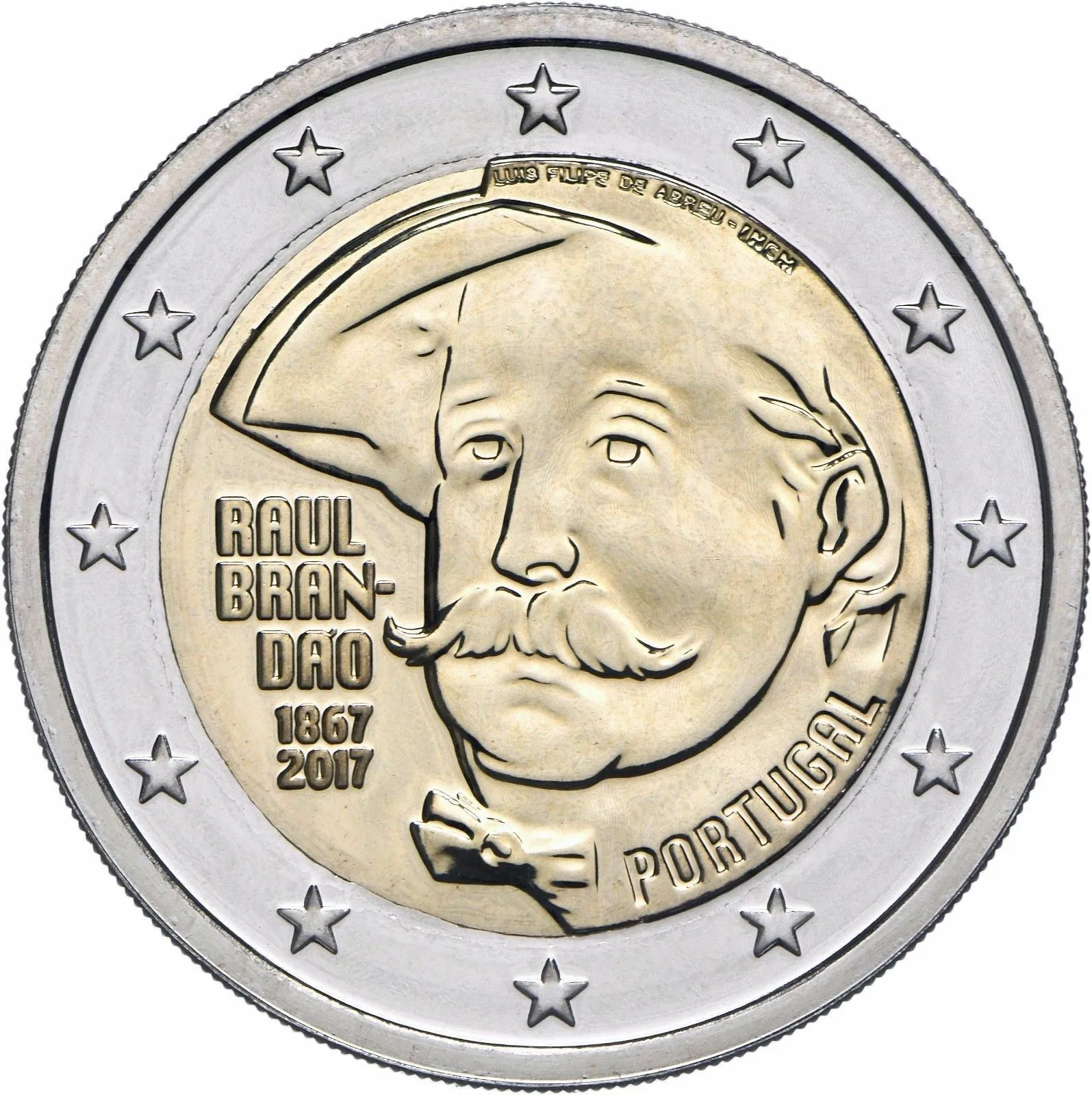 Portogallo 2017 Raul Blantin'S 150 Th Anniversary 2 Euro Bimetal Moneta Commemorativa Unc