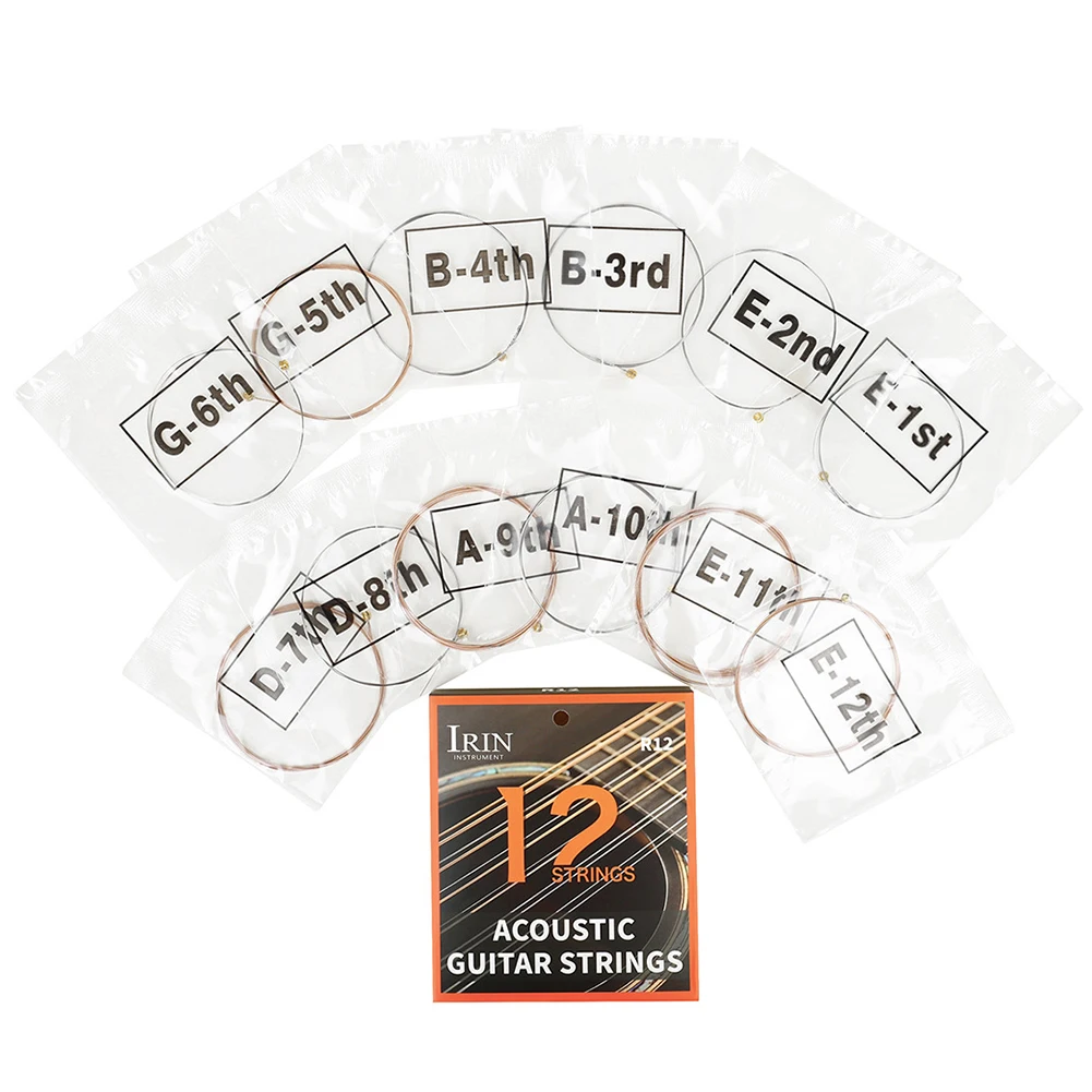 12-String Guitar Strings Folk Guitar Accessories Parts with PU Coating Folk Guitar Strings Light Great Bright Guitar Strings