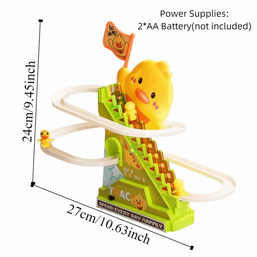 Creative Ducklings Climbing Stairs Toy Cute Cartoon Duck Roller Coaster Toy with Lights and Music Slide Toys