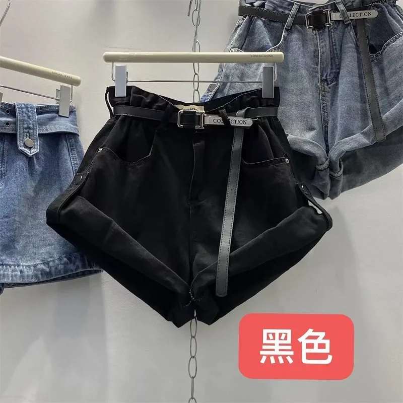 2022 Summer Women Casual Loose Vintage Wide Leg Short Jeans Female New High Waist Harajuku Green Blue Denim Shorts College Style