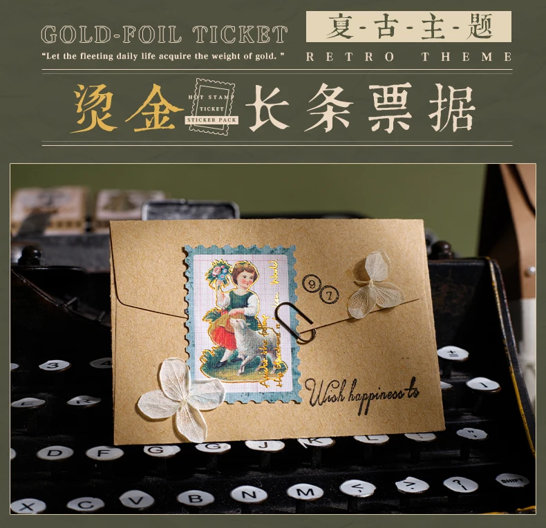JIANQI 20 Stück Vintage-Ticket-Aufkleber für DIY-Notizbücher, Tagebücher, Alben, dekorative Collagen, Scrapbooking, Retro-Etikettenmaterial – Detail 2