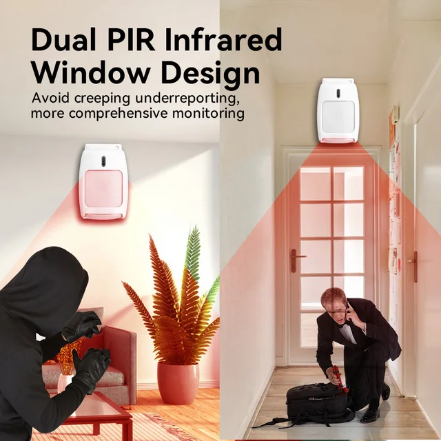 Meian Wired PIR Motion Sensor, Infrared Alarm Detector, Human Body Presence Sensor, Smart Home Security, Work with Alarm Host 4