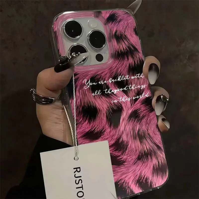 Pink Feather Aurora Phone Case with Soft Edge and Hard Back Cover