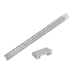 Premium Metal Carpentry Square with Steel Ruler & Positioning Block for Precise Woodworking Measurement and Marking (30cm)