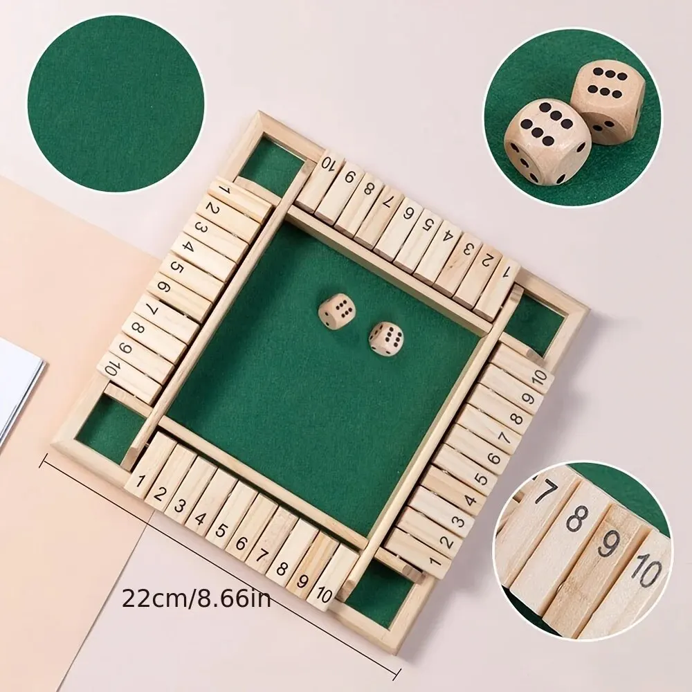 Wooden Dice Board Game Shut The Box for 4 Players Flaps & Dices Game Parent-children Interaction Family Entertainment - Image 5