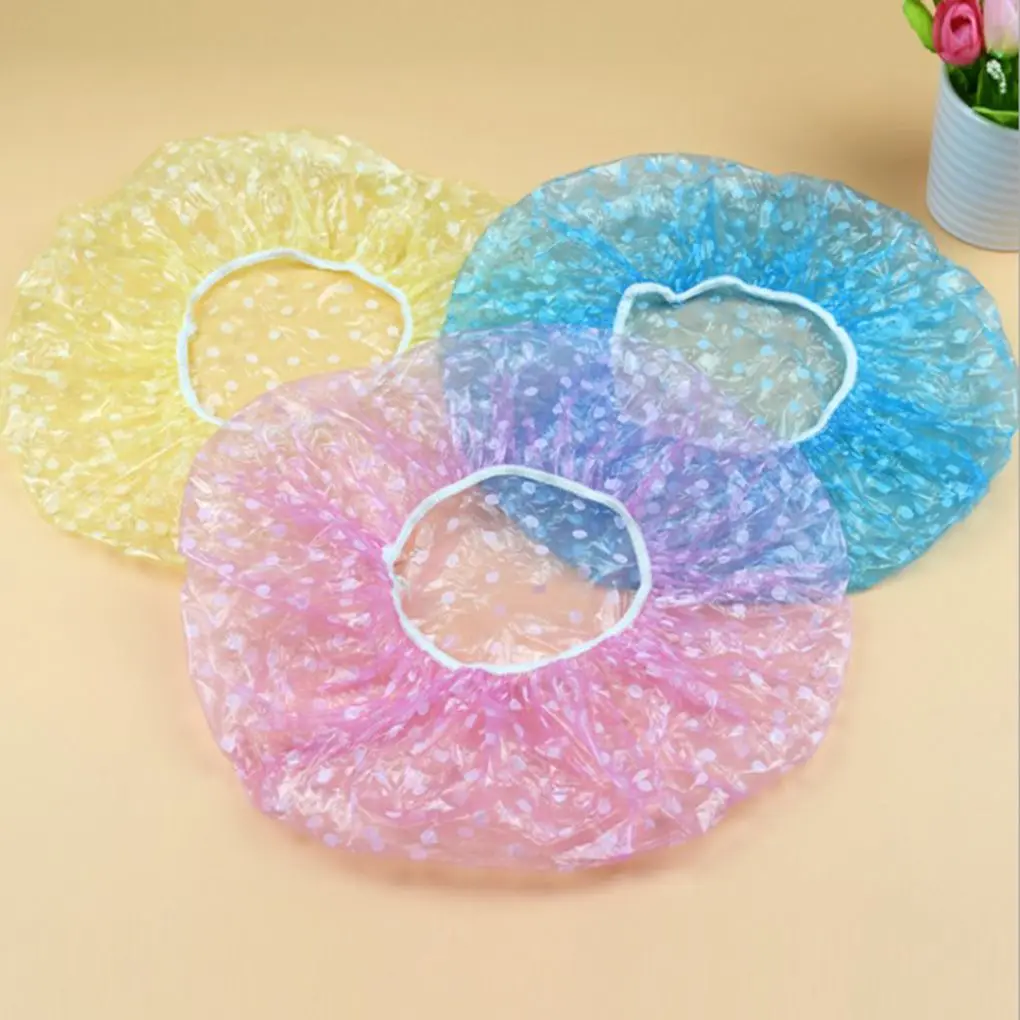 6pcs cuffia da doccia elastica riutilizzabile moda cuffia da doccia impermeabile a pois cappello copricapo da bagno per doccia da donna_voghion.com