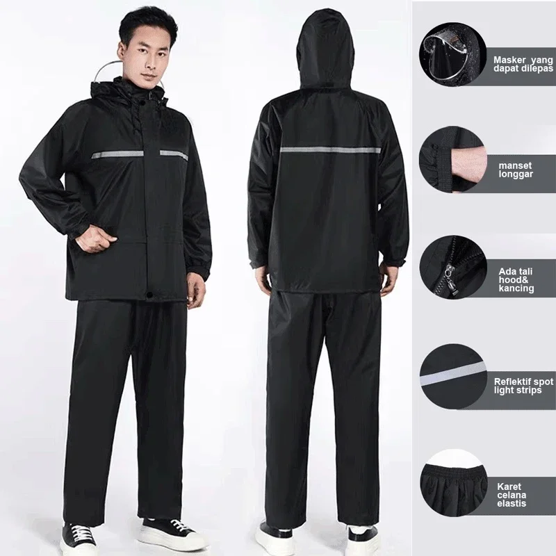 Motorcycle Raincoat Adult Thick Waterproof Reflective Riding