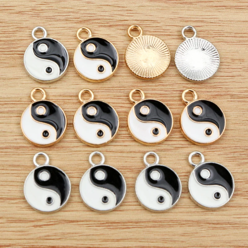 15pcs 16x12mm Tropfen Öl Tai Chi Charms Bagua Makroporösen Anhänger Charme Handwerk Für DIY Armband Halskette schmuck Machen Zubehör