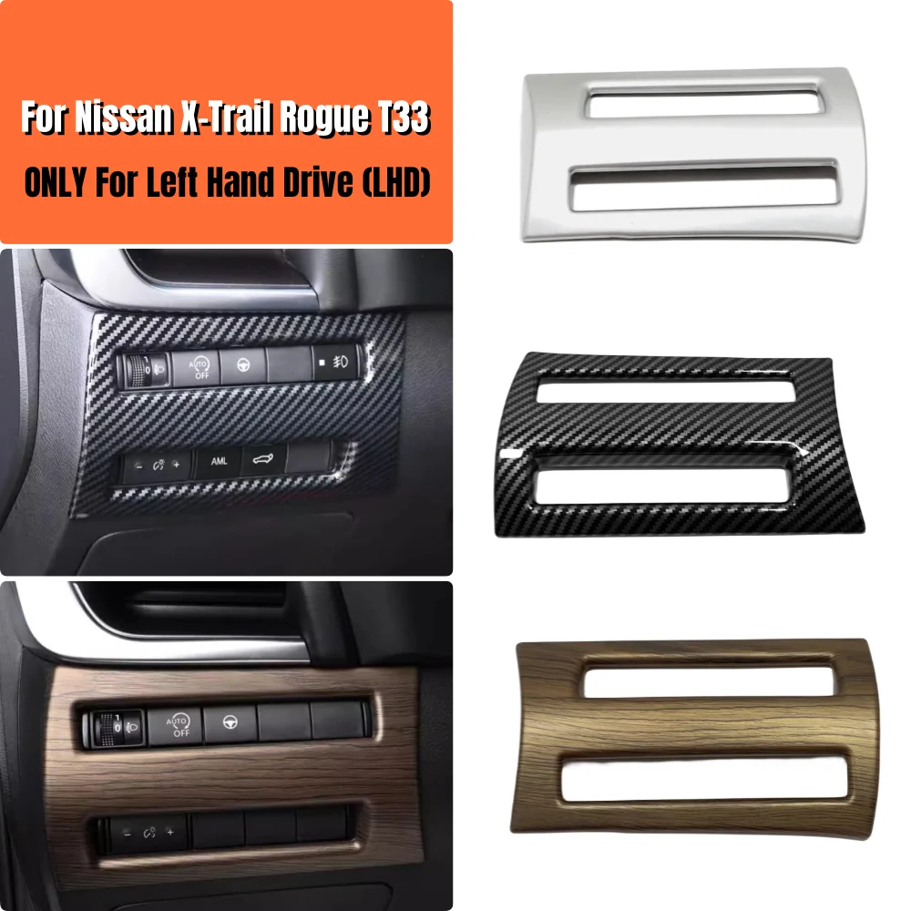 

For Nissan X-Trail Rogue T33 2021 2022 2023 ABS Car Accessories Headlight Control Panel Trim Frame Cover Sticker Interior Decal
