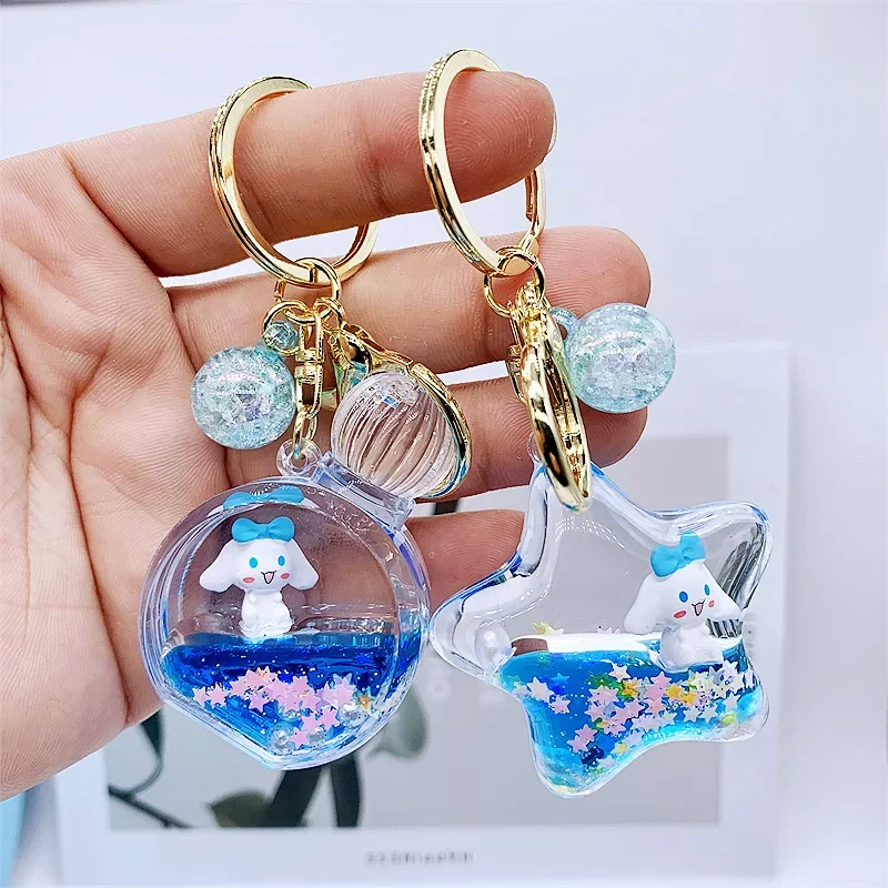 Cartoon Dirigible Quicksand Bottle Keychain Kawaii Cinnamoroll