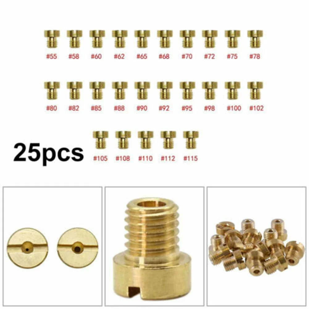 Motorcycle Carburetor 25pcs Carburetor Main Jet Set 55-115 M6 6mm Thread for Dellorto PHNL PHVA PHBH PHBN PHBG VHBT Carburetor Injector Nozzle