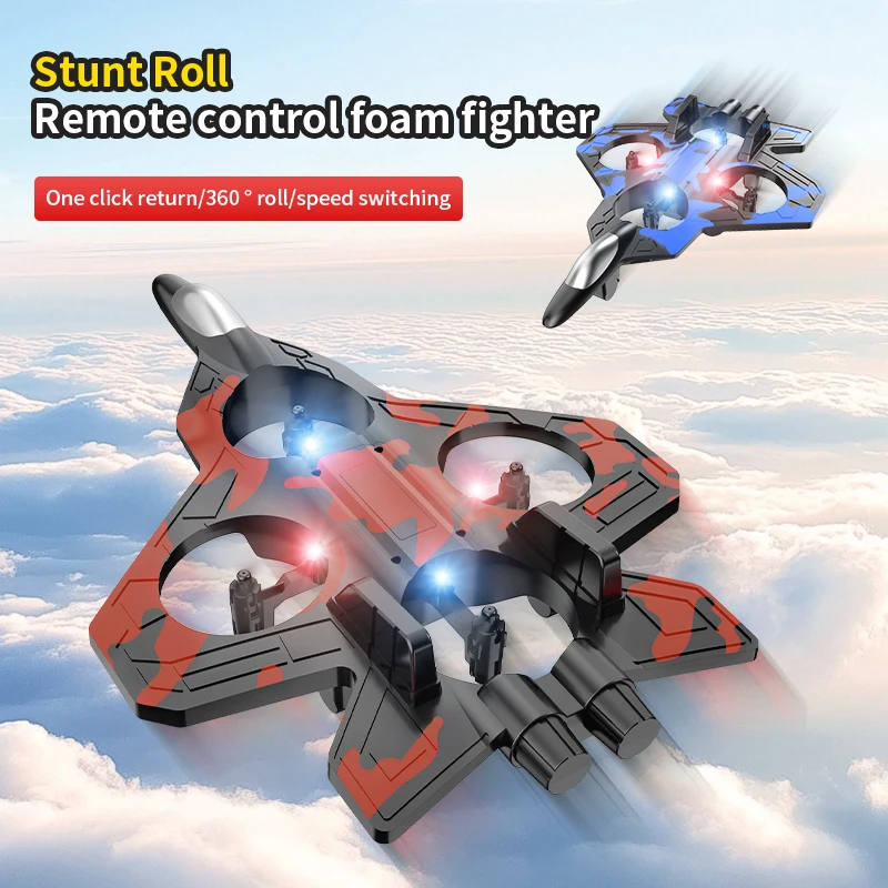 2.4G 무선 조종 전투기 전동 폼 글라이더 스턴트 텀블링 UAV 호버링 헬리콥터 LED 다채로운 조명 항공기 모델
