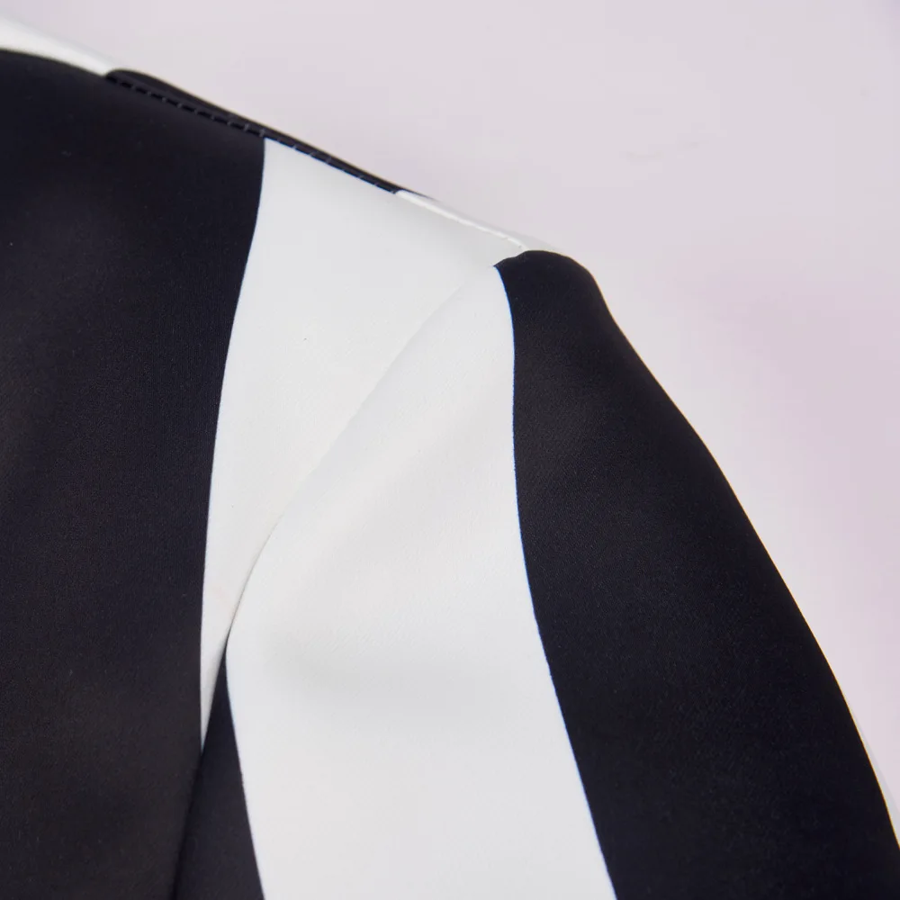 Fashion Men&lsquo;s Business Black And White Zebra Stripes Formal Suit / Male Slim Stage Party 2 Pcs Blazers Sets Jacket Pants