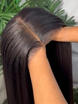 40 46 Inch Bone Straight 7x5 Glueless Wigs Human Hair Ready Wear And Go Pre Cut Lace 100% Human Hair 13x4 No Glue Silky Hair Frontal Wigs For Women 300 High Density Brazilian Preplucked Hairline 3-5 Day Fast Delived 1