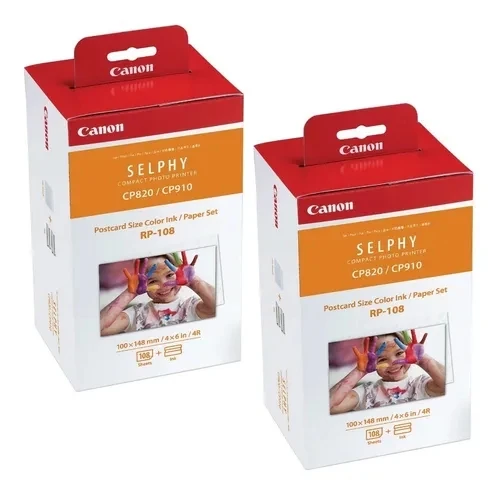 

RP-108 Photo Paper 100*148mm(6inch) sheets add 2 Ink Cartridge for Canon Selphy Printer CP800 CP910 CP1200 CP1300