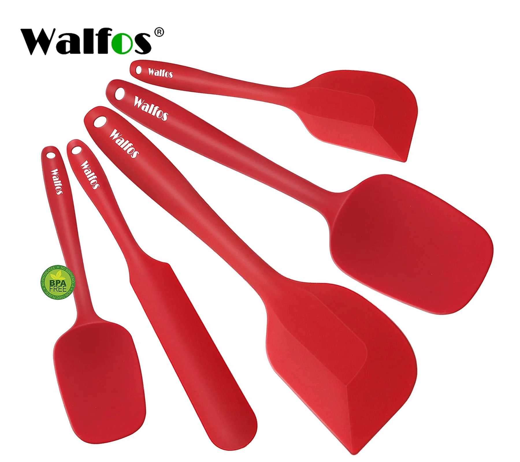 Walfos 5PCS/Set Non-Stick Silicone Spatula Baking Pastry Heat-Resistant Silicone Spatula Kitchen Utensil Cooking Tool