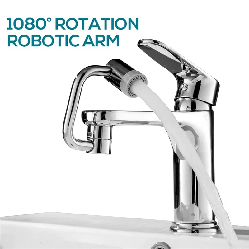 Faucet Extender Sink Faucet Extender Water Faucet Extension Pipe Faucet Extension Pipe 1080 degree rotating faucet extender metal U shaped robotic arm universal dual model Splash-proof filter faucet home bathroom