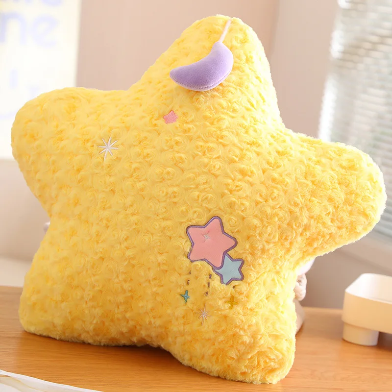 Three Colors Star Moon Pillow Stuffed Yellow Purple Pink Decor Cushion for Office Home Cot Nap Christmas Gift 6