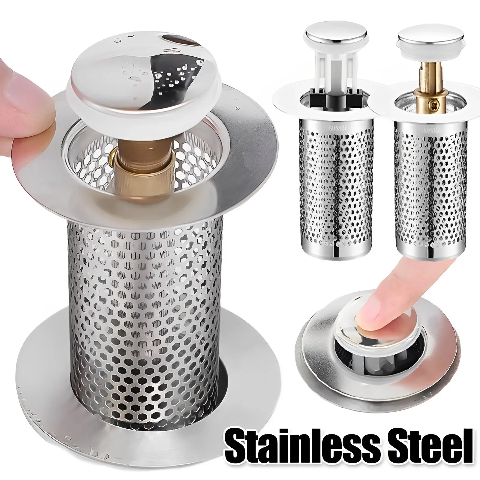 Stainless Steel Floor Drain Filter Washbasin Plug Anti Odor Pop-Up Bounce Core Basin Stopper Hair Catcher Shower Sink Strainer stainless steel sink strainer washbasin plug anti odor pop up bounce core basin stopper hair catcher shower floor drain filter