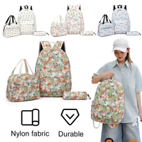 3Pcs Floral Backpack Set Teenagers Book Bag with Lunch Bag & Pen Case School Bookbag Set Large Capacity Travel Daypack 1