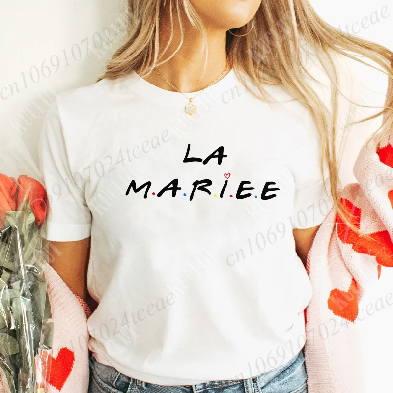 Team De La Mariée T-shirt French Evjf Futur Bride Tees Friends Single Farewell Bachelorette Party Tees Shirt for Women Clothing 2