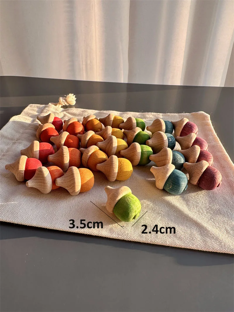 Pastel Rainbow Wooden Acorn Blocks