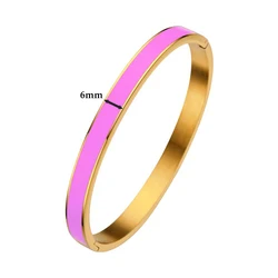 CARLIDANA Luxury Colorful Orange Enamel Bracelet for Women - Fashionable Party Jewelry Gift in Stainless Steel (6mm Pink)