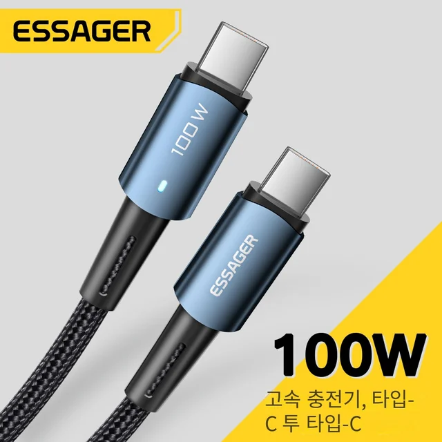 Essager C타입 C to C타입 케이블: 휴대폰 고속 충전 코드 와이어 (PD100W, 60W)