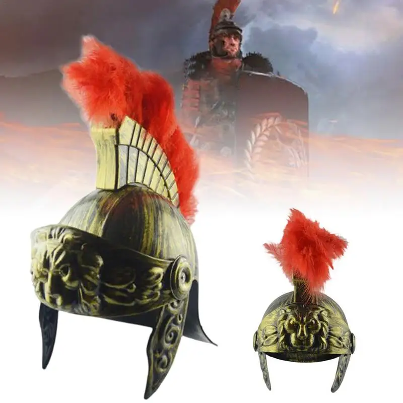 Masquerade Helmet Spartan Warrior Hat Roman Hat Samurai Medieval Helmet Feather drinking helmet feather headdress