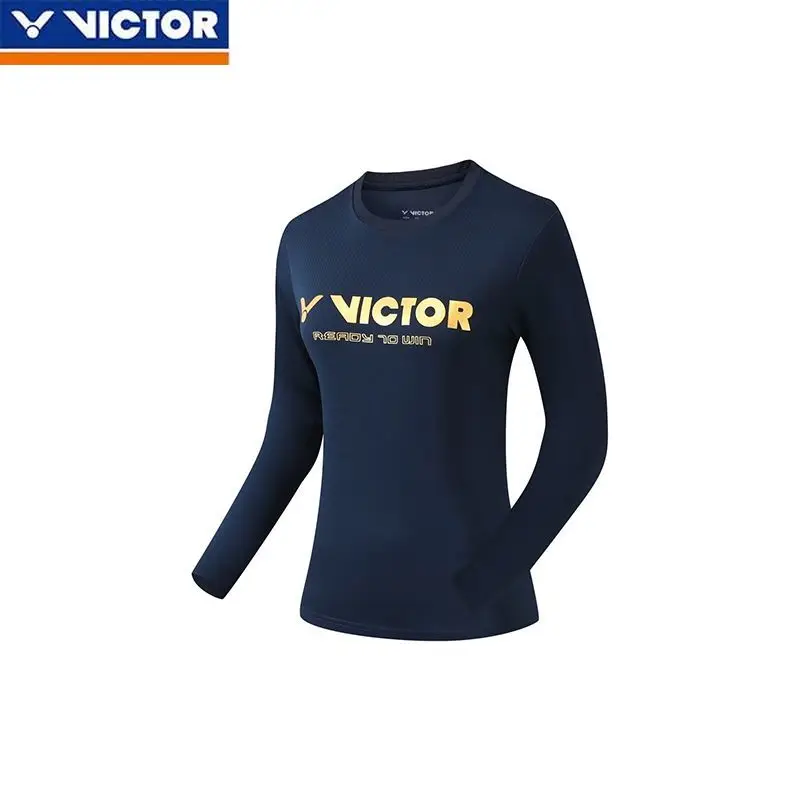 Victor New Men's and Women's Same Badminton Suit Long-sleeved Crew Neck Sweater with Trousers Suit
