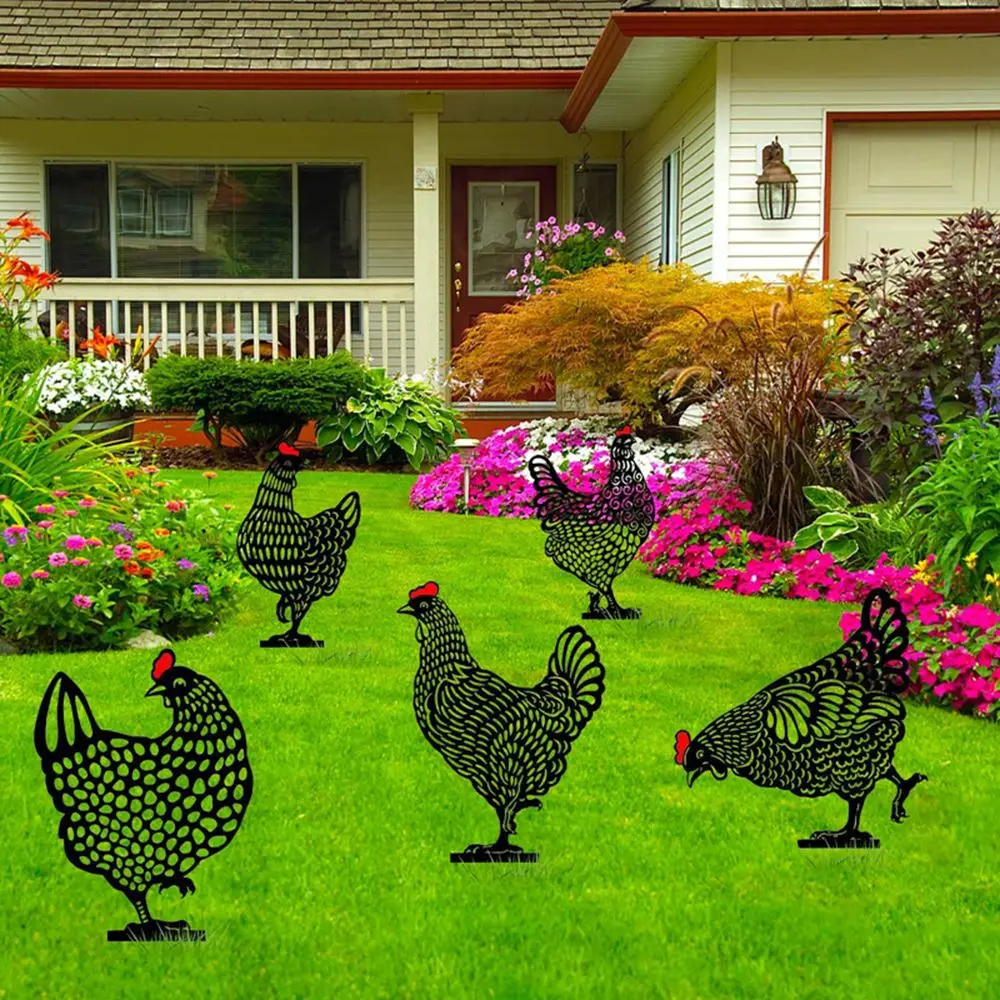 

Pile Plug-in Posts Standing Acrylic Chicken Yard Art Silhouette Stakes Lovely Chick Silhouette Chick Decoration