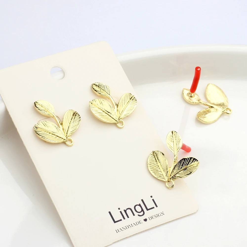 Zink-legierung Blumen Blätter Basis Ohrringe Stecker Charms 6 teile/los Für DIY Mode Tropfen Ohrringe Schmuck Machen Zubehör – Detail 1