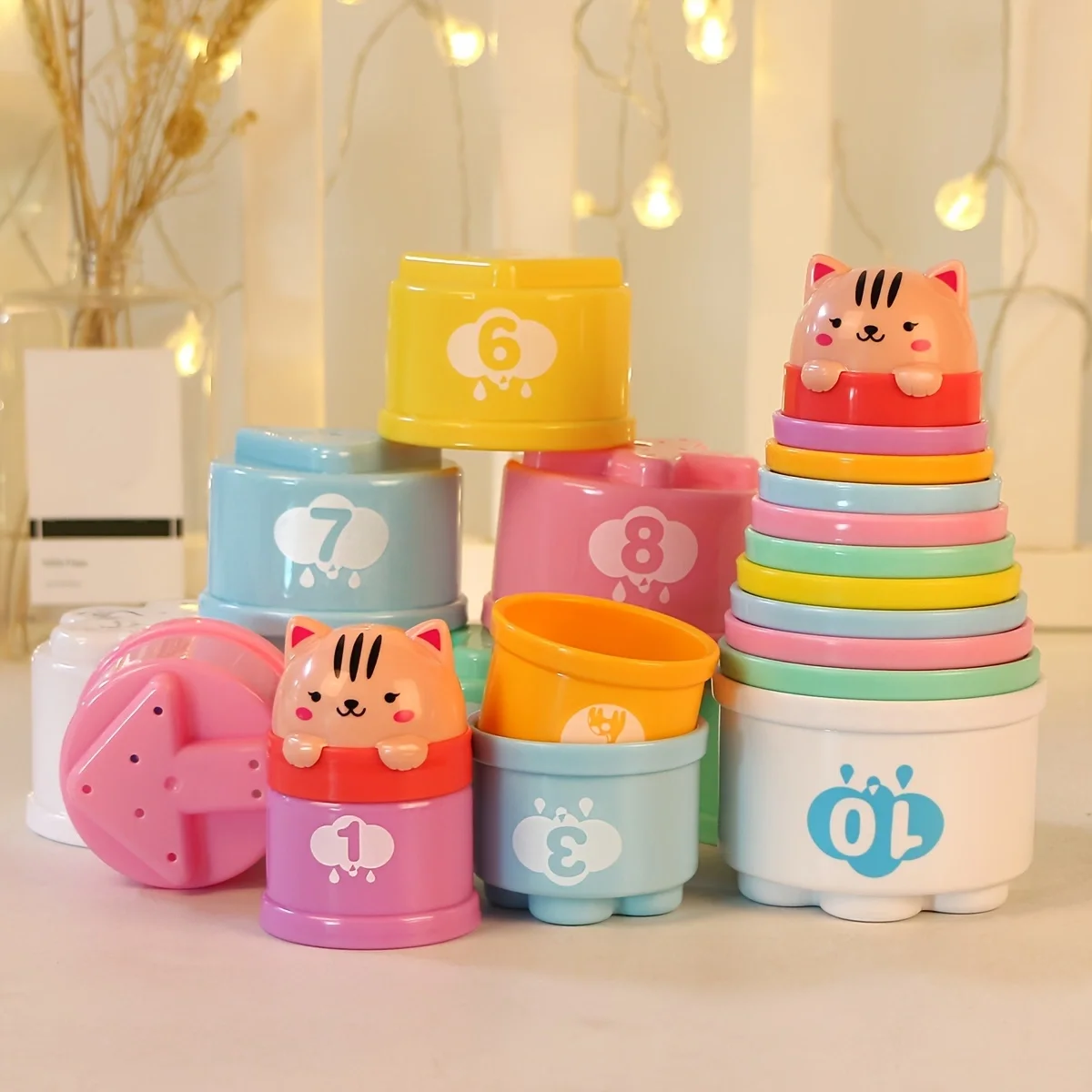 Stacking Puzzle Toys Cup Stacking Toys Stacking Toys 11PCS/set Kids Stack Cups Toys Early Educational Figures Letters Stack Cup Tower Baby Intelligence Training For Kids Gifts