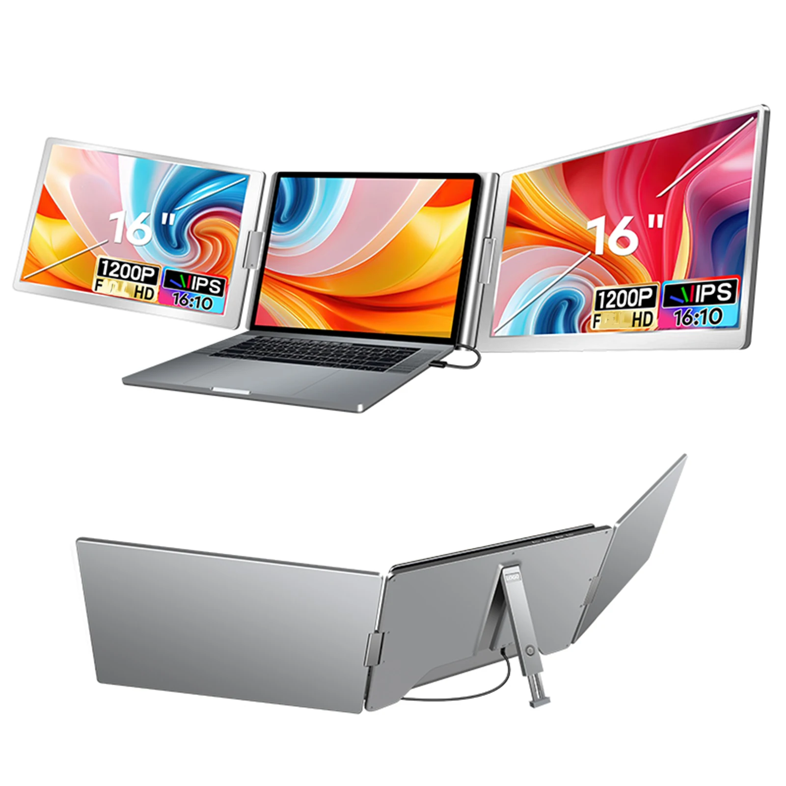 16'' Laptop Screen Extender 16:10 FHD Triple Monitor for 12-18.5