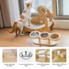 3 elevated cat bowls tilted anti-vomiting iron bowl elevated cat food bowl for food and water all wooden food grade stand 4