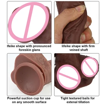Realistic Veins New Big Black Dildo Suction Cup Thick Cock Anal Plug Sex Toy for Men Women Gay Soft Silicone Masturbation Penis 3