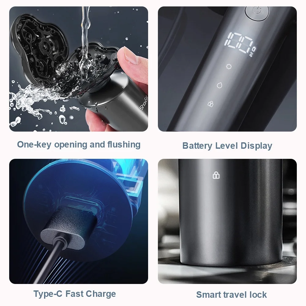 ShowSee Electric Shaver for Men Auto Beard Shaving Machine for Men Beard Trimmer Razor IPX7 360° 3D Floating Cutter Head 6