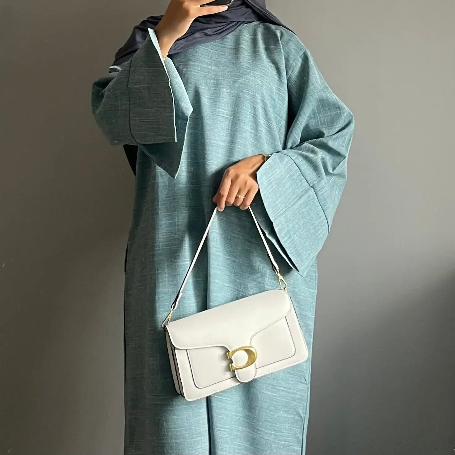 Closed Cotton Linen Abaya for Women Dubai 2024 Eid Luxury Plain Muslim Hijab Dress Turkey Loose Abayas Ramadan Islam Kaftan Robe