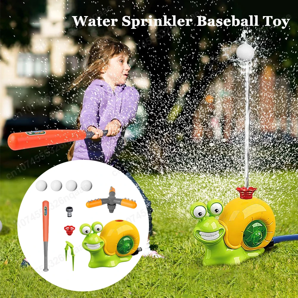 2 in 1 Water Sprinkler Baseball Toy Fun Attaches To Water Hose Cartoon Snail Spray Toys Summer Garden Kids Baseball Toys