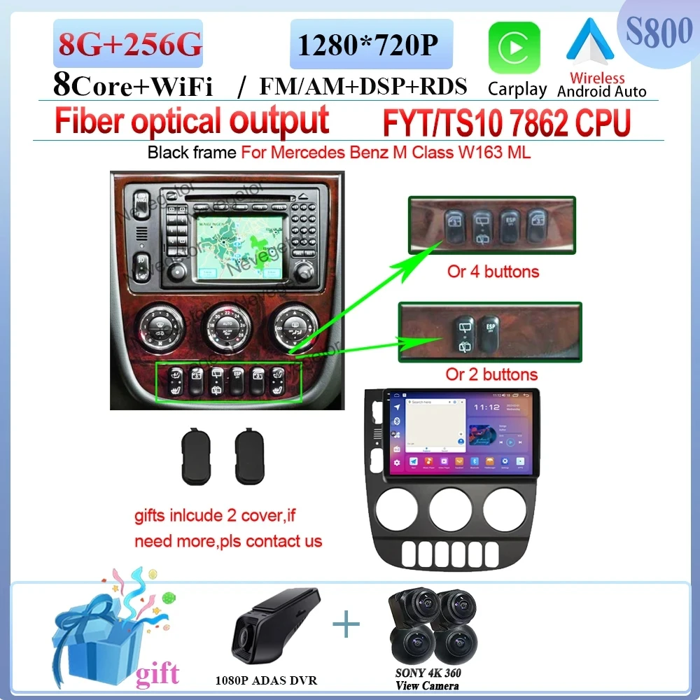 ANDROID - ミア Android 15搭載 メルセデスベンツ Mクラス W163 ML 1998-2006