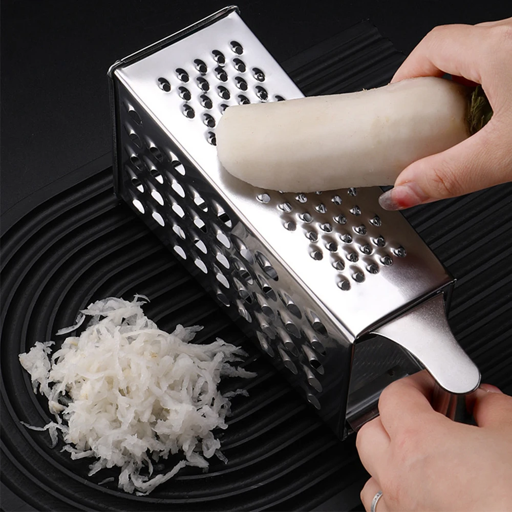 Stainless Steel 9 Inch 4-Sided Grater Kitchen Grater for Coarse and Fine  Grating for Fruit Vegetables Carrots Cheese - AliExpress