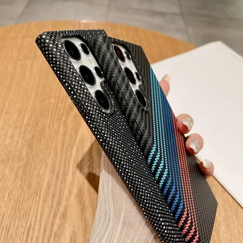 Ultra Thin Carbon Fiber Texture Armor Magnetic For Magsafe Case For Samsung S25 S24 S23 S22 Note 20 Ultra 10 Plus Hard PC Cover 4