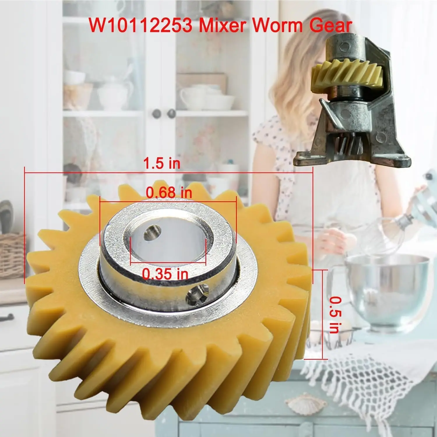 W10380496 Carbon Brushes Replacement W10112253 Mixer Worm Gear for Whirlpool & KitchenAid Mixers Replace Parts 4162897 4169830 A mixer replacement parts