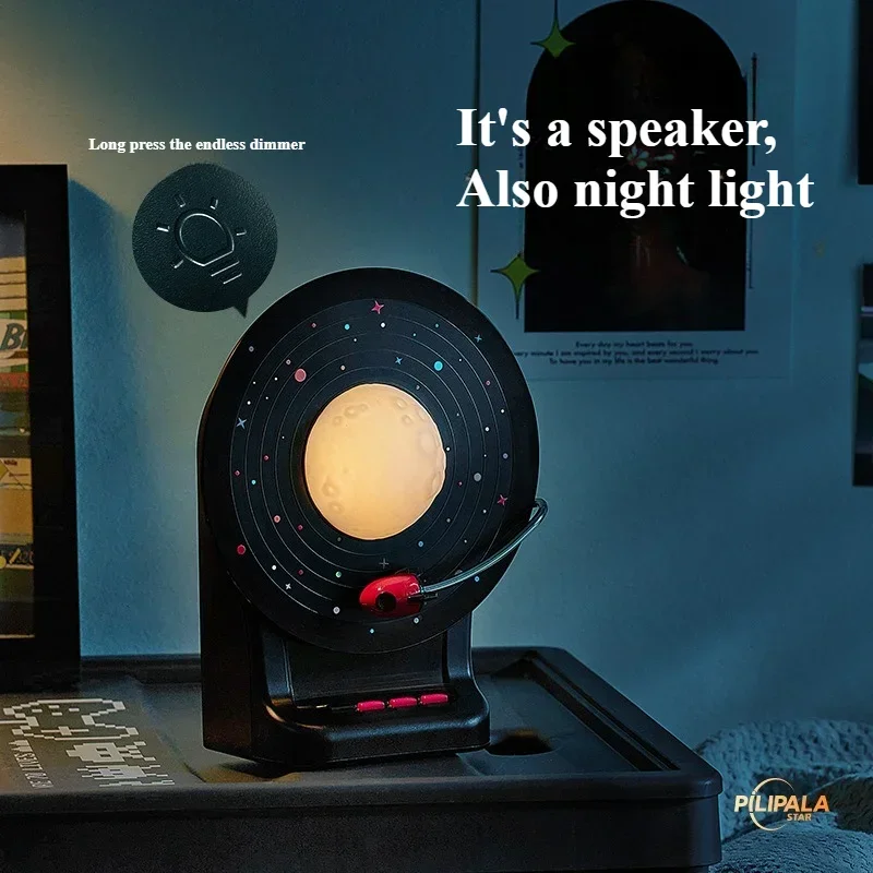 POLAR LIFE Space Speaker Moon Light Wireless Ultra Long Endurance Double Speaker Colorful Small Steel Gun Bass Diaphragm Sound