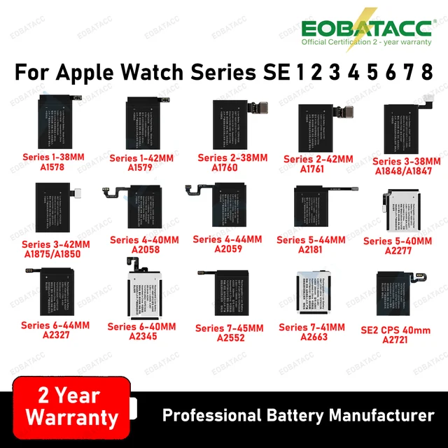 Batterie d'origine pour Apple Watch série SE 1 2 3 4 5 6 7 8, pour IWatch S1 S2 S3 LTE S4 S5 S6 S7 S8 38/40/41/42/44/45/49mm 1