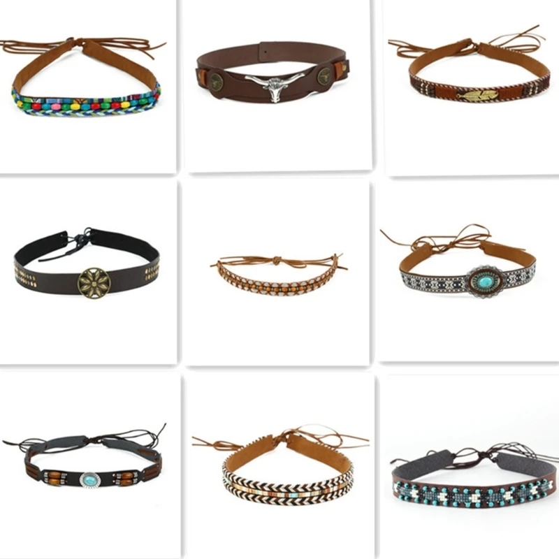 

10pieces Ethnic Style Weaving Hat Rope Bohemian Style Decorative Hat Rope for Outdoor Travel Hat for Women Adults Hat