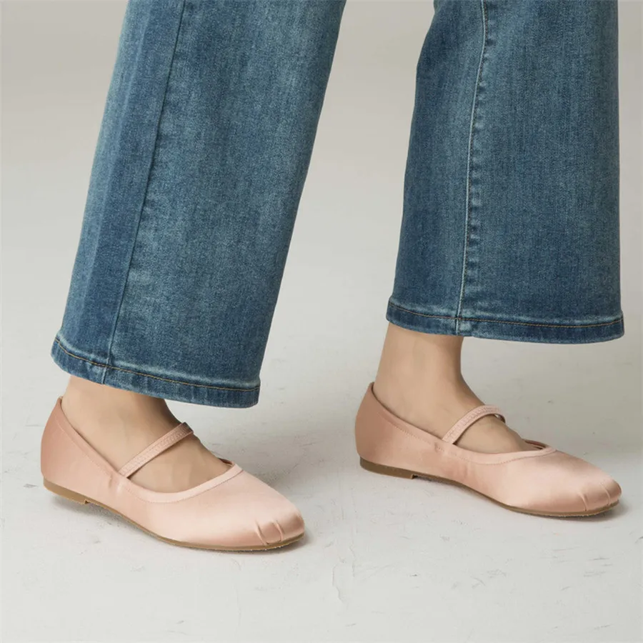 Round Toe Ballerinas Flats Silk Elastic Band Women Dance Shoes Sweet Casual Loafers Ladies Espadrilles Zapatos Mujer Mary Janes