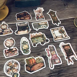 14pcs European Retro Sticker Kawaii Furniture Old Appliances Series Hand Account Scrapbooking Diary Album Decoration Stationery